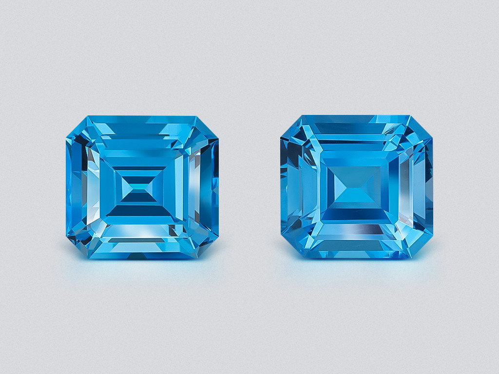 Pair of topaz Swiss Blue octagon cut 36.31 carats, Brazil Image №1
