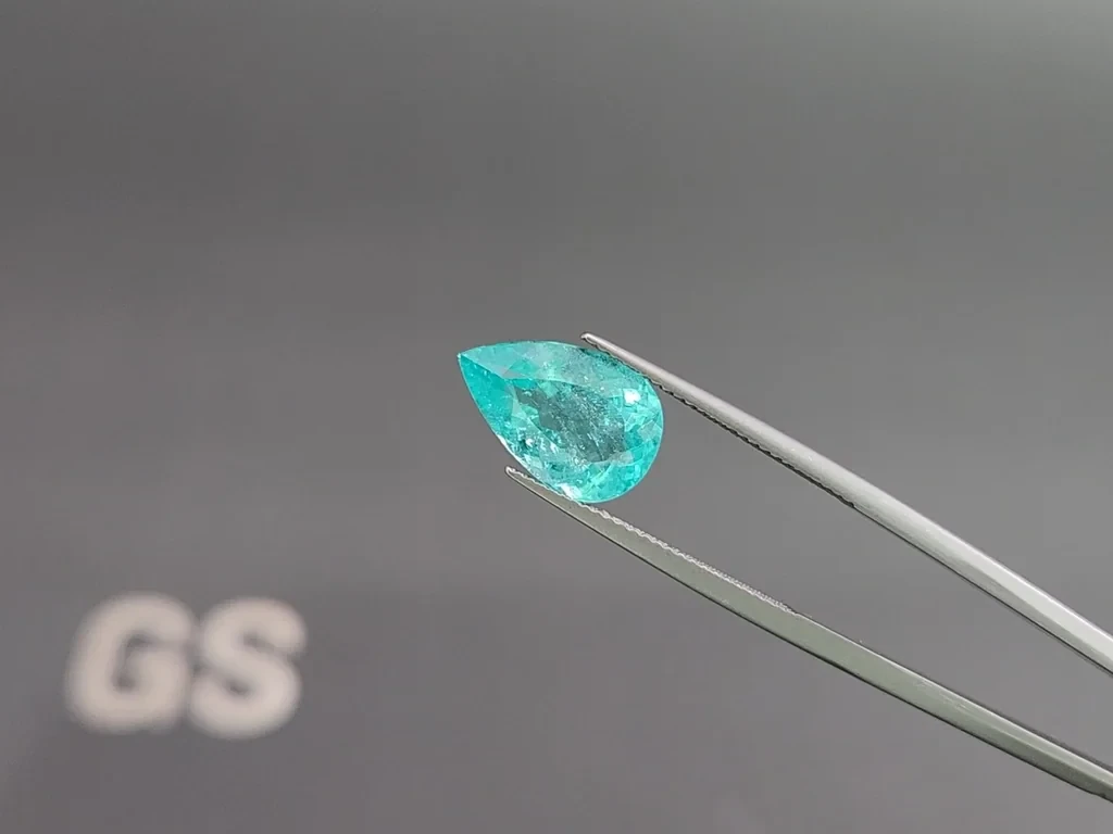 Neon Paraiba tourmaline greenish blue pear cut 4.04 carats, Mozambique Image №3