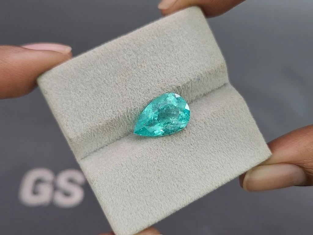 Neon Paraiba tourmaline greenish blue pear cut 4.04 carats, Mozambique Image №4