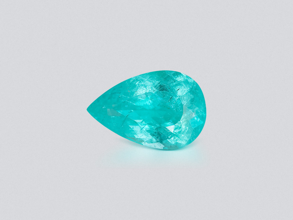 Neon Paraiba tourmaline greenish blue pear cut 4.04 carats, Mozambique Image №1