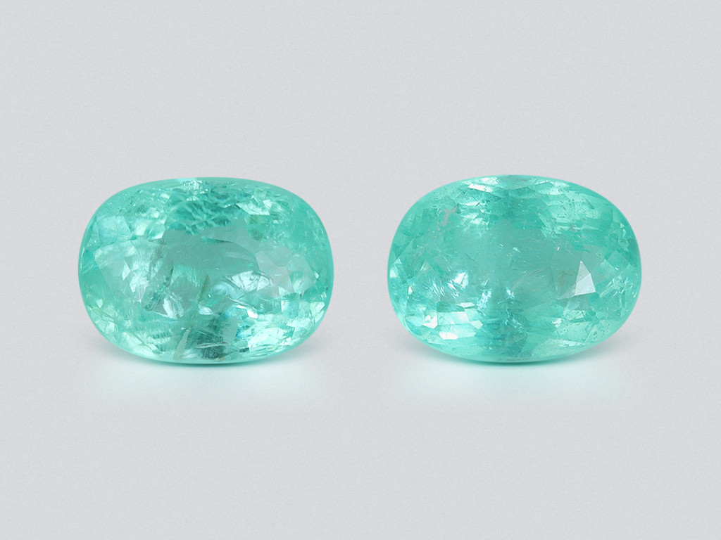 Pair of neon blue Paraiba tourmalines in cushion cut 3.11 carats, Mozambique Image №1