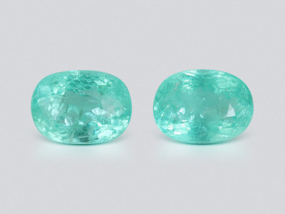 Pair of neon blue Paraiba tourmalines in cushion cut 3.11 carats, Mozambique photo