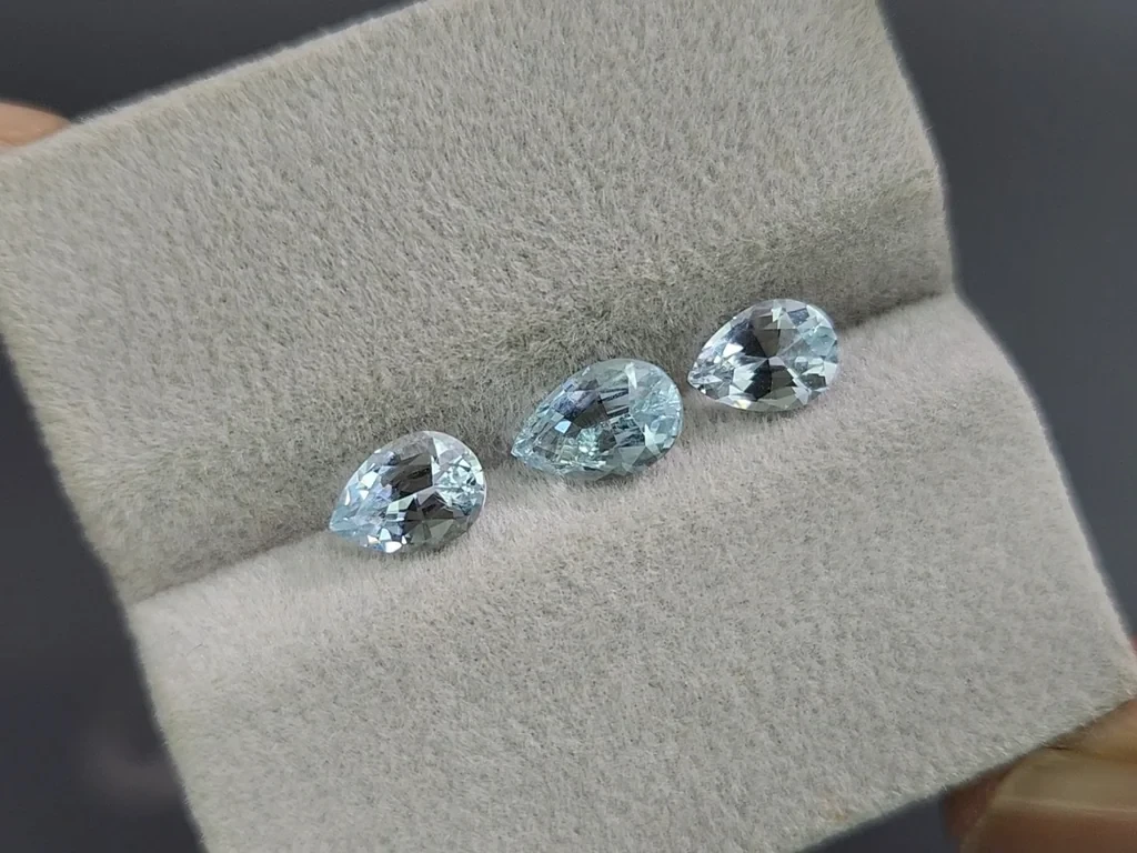 Set of aquamarines  pear cut 2.10 carats, Madagascar Image №4