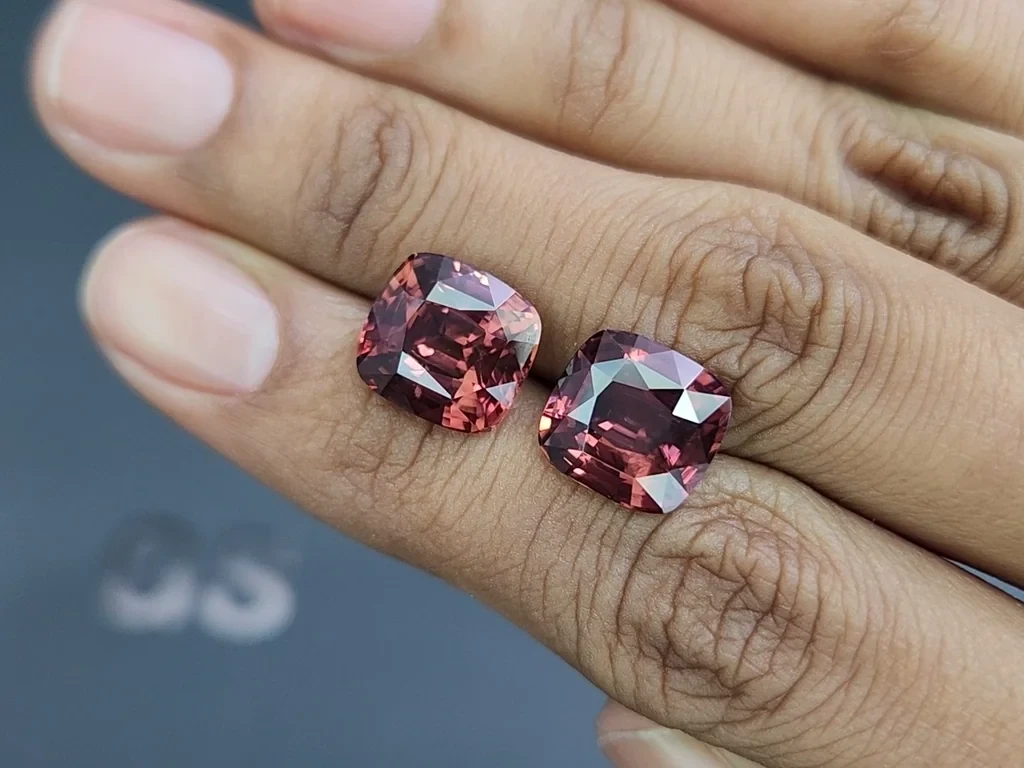 Pair of brown zircons cushion cut 17.48 carats, Tanzania Image №2