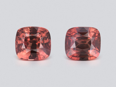 Pair of brown zircons cushion cut 17.48 carats, Tanzania photo