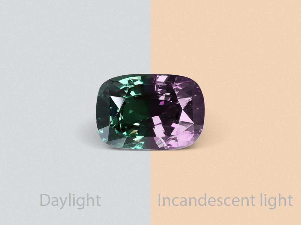 Rare alexandrite with strong color change effect in cushion cut 5.21 ct, Sri Lanka Image №1