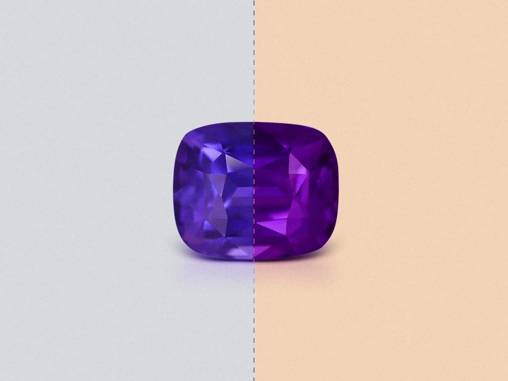Purple-blue unheated sapphire in cushion cut 4.10 carats, Sri Lanka Image №1