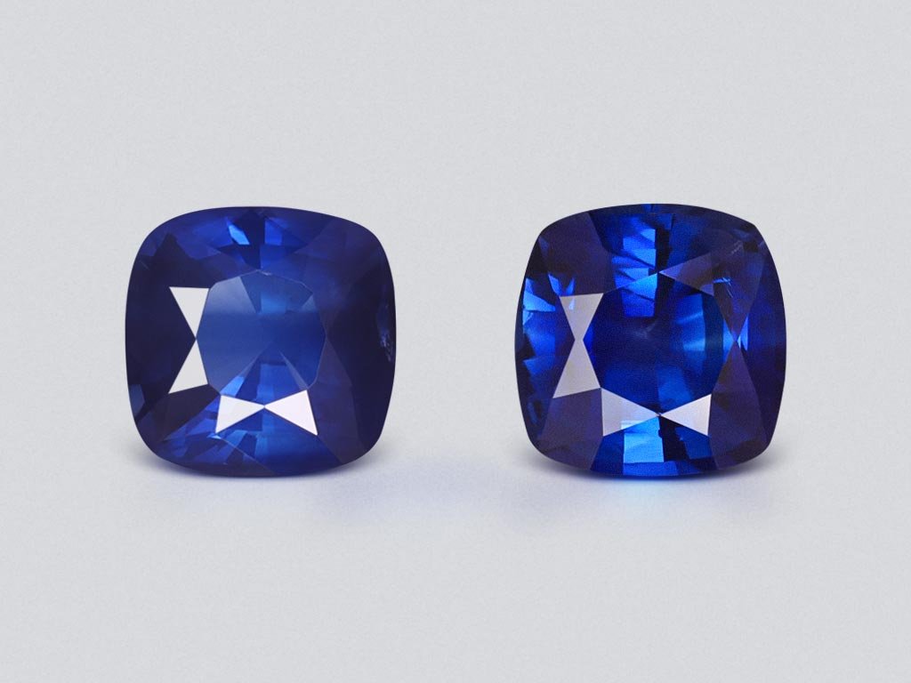 Pair of Royal Blue sapphires in cushion cut 1.71 carats, Sri Lanka Image №1
