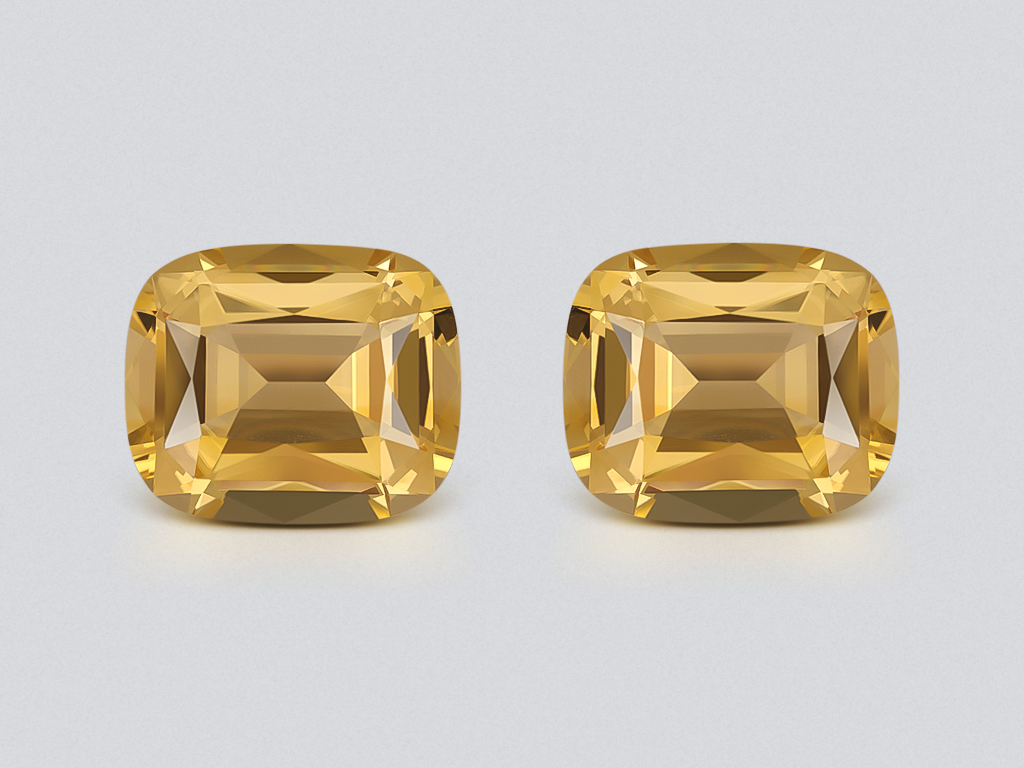 Pair of yellow citrines precision cushion cut 35.31 carats, Africa Image №1