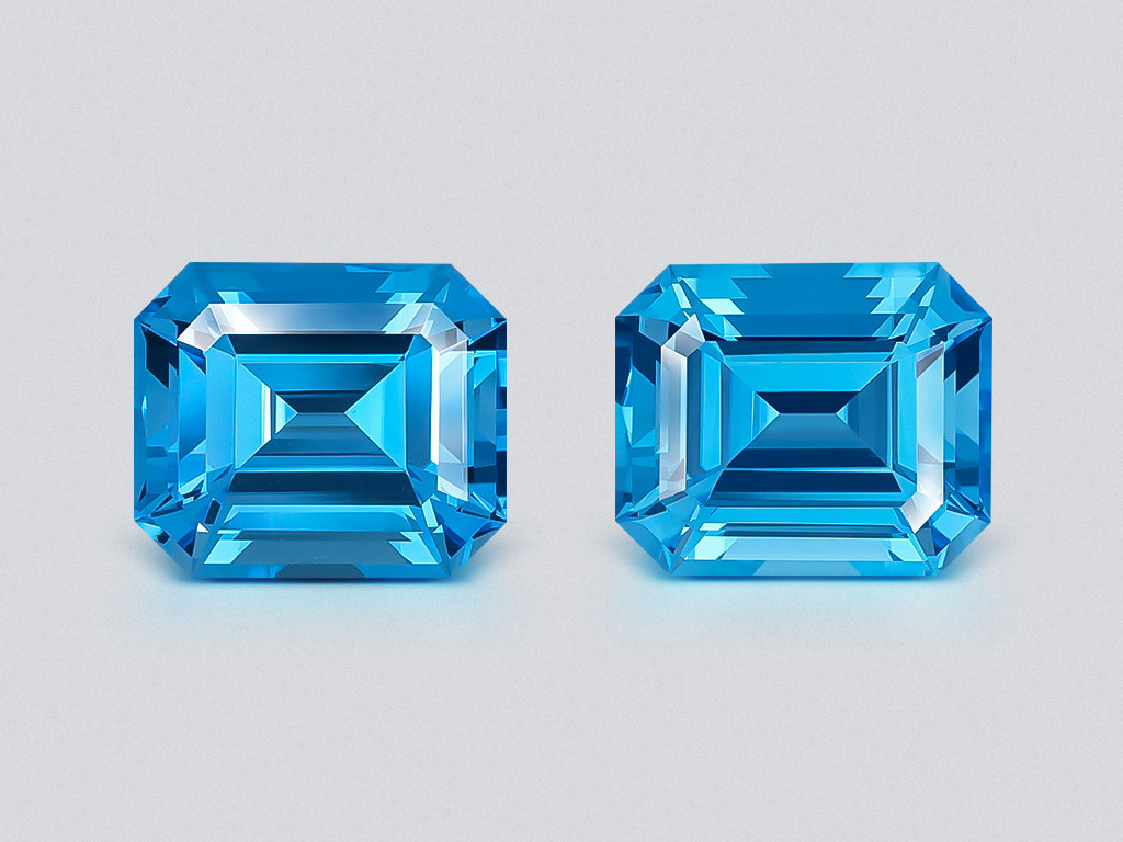 Pair of topaz Swiss Blue octagon cut  21.96 carats, Brazil Image №1