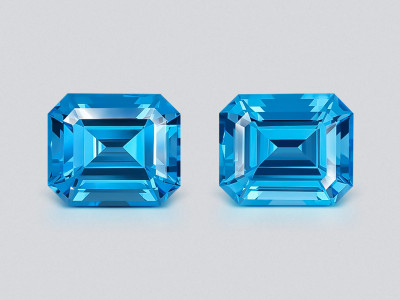 Pair of topaz Swiss Blue octagon cut  21.96 carats, Brazil photo