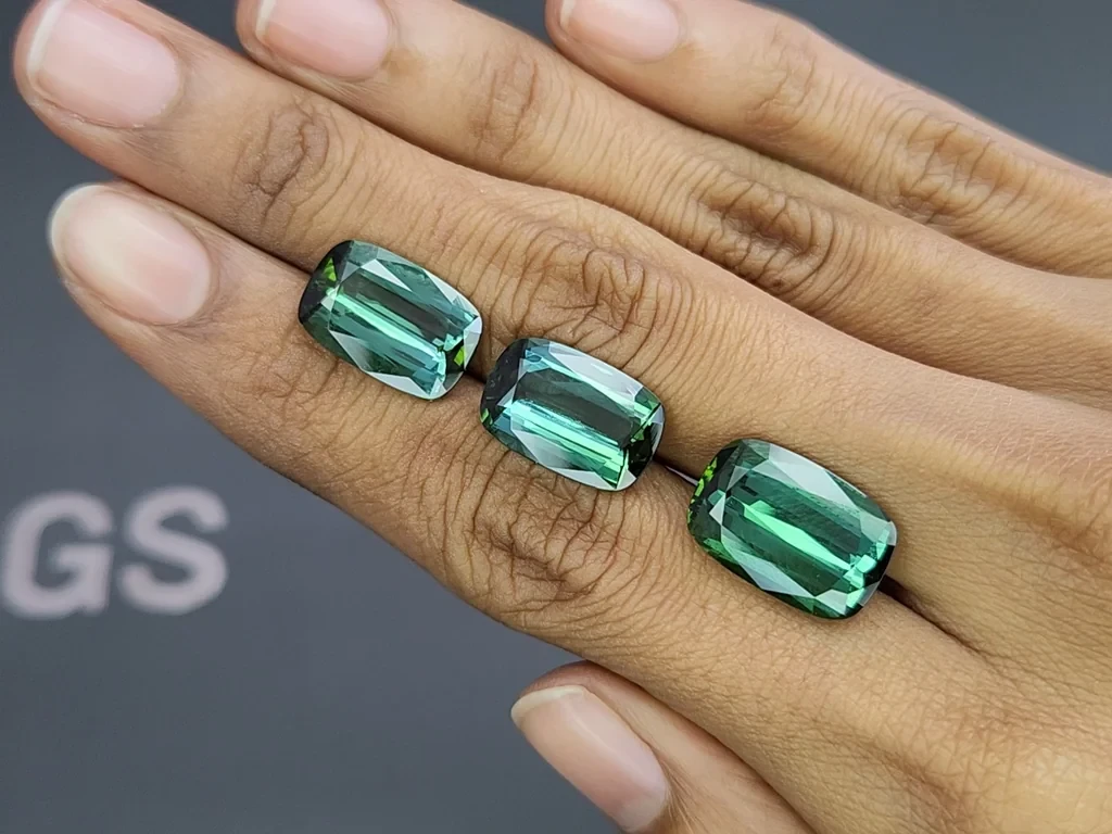 Set of green tourmalines cushion cut 25.55 carats, Africa Image №2
