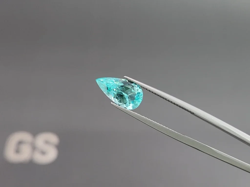 Neon Paraiba tourmaline greenish blue pear cut 2.12 carats, Mozambique Image №3