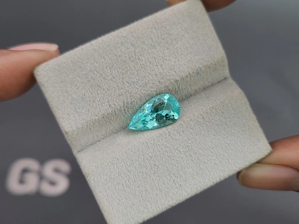Neon Paraiba tourmaline greenish blue pear cut 2.12 carats, Mozambique Image №4
