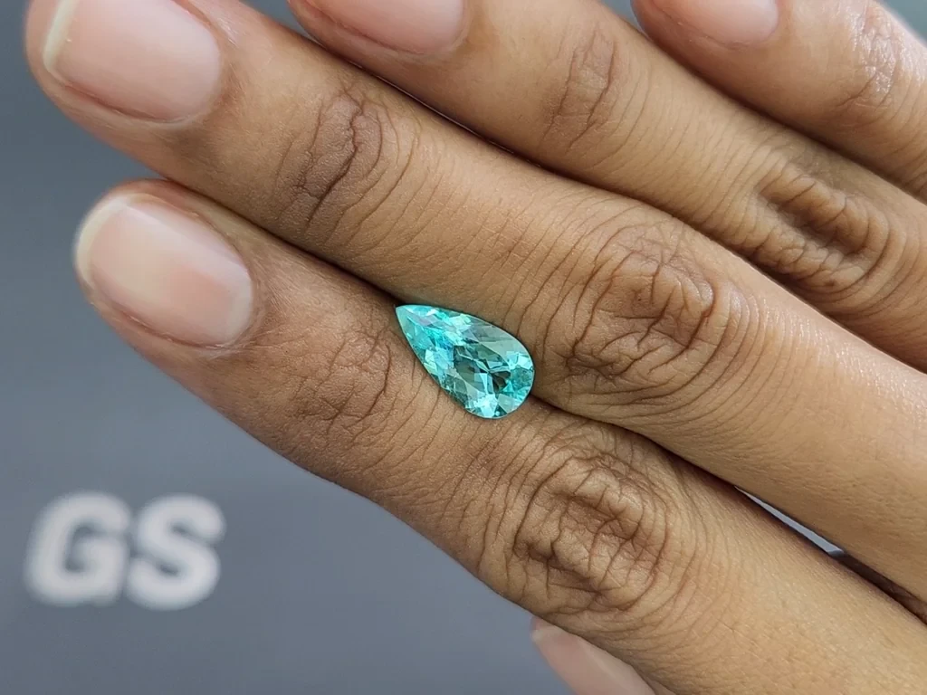 Neon Paraiba tourmaline greenish blue pear cut 2.12 carats, Mozambique Image №2