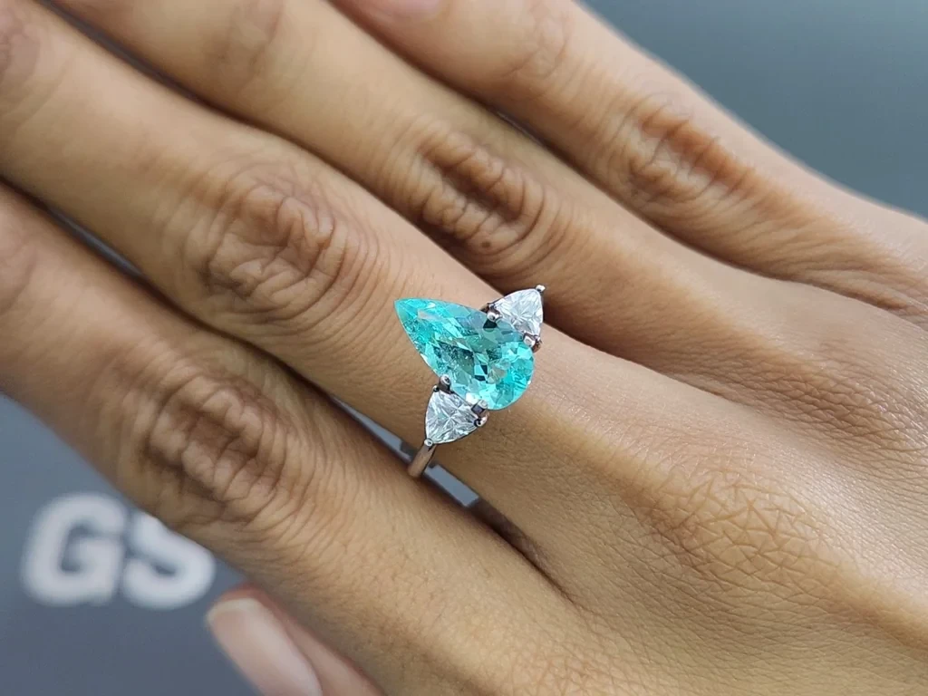 Neon Paraiba tourmaline greenish blue pear cut 2.12 carats, Mozambique Image №5