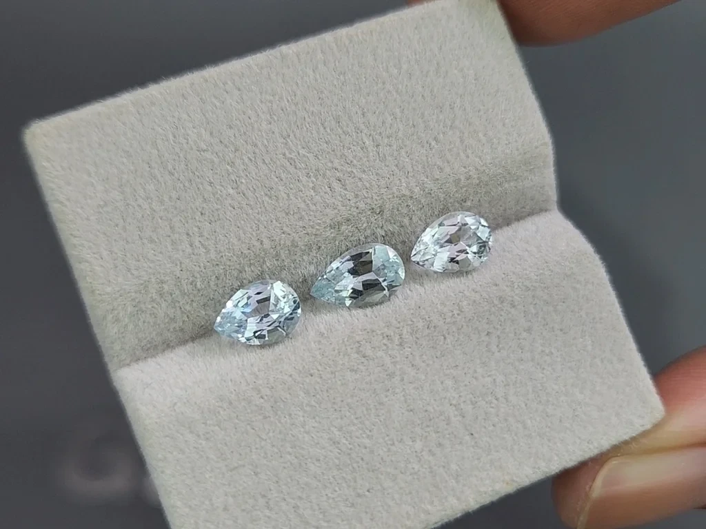 Set of aquamarines pear cut 2.04 carats, Madagascar Image №5