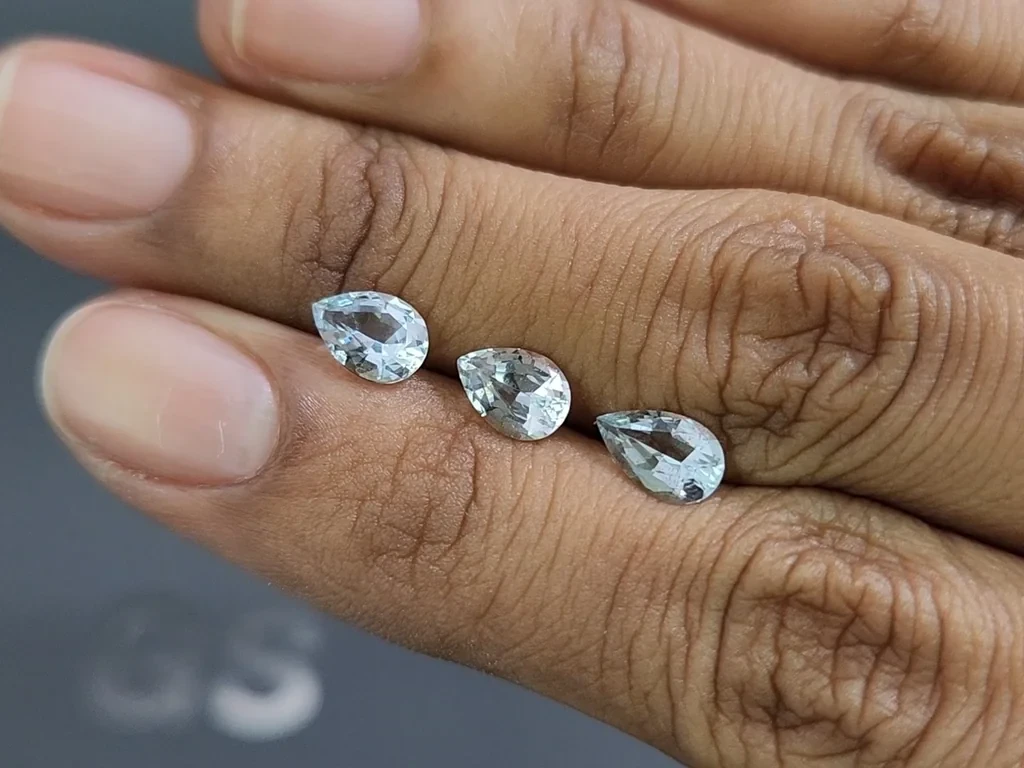 Set of aquamarines pear cut 2.04 carats, Madagascar Image №2