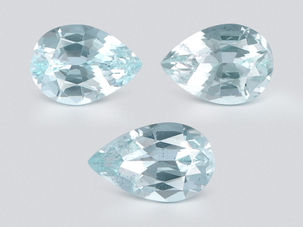 Set of aquamarines pear cut 2.04 carats, Madagascar Image №1
