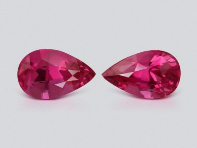 Pair of vivid pink Mahenge spinels in pear cut 4.23 carats, Tanzania photo
