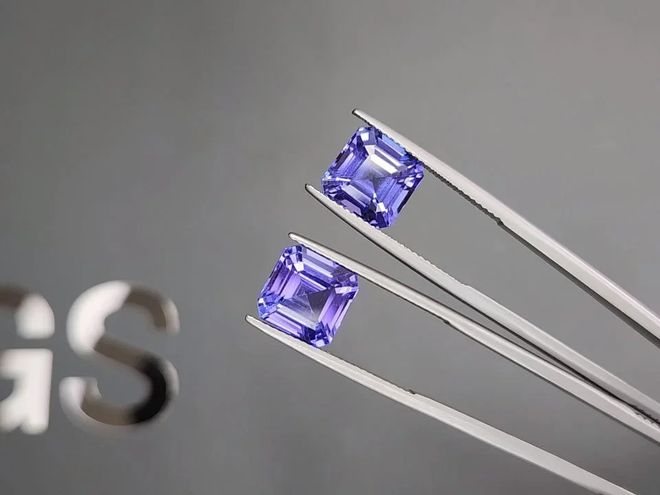 Pair of tanzanites in asscher cut 9.33 carats, Tanzania  Image №3