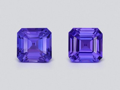 Pair of tanzanites in asscher cut 9.33 carats, Tanzania  photo