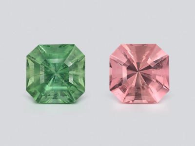 Contrasting pair of tourmalines radiant cut 5.00 carats, Africa  photo