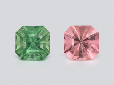 Contrasting pair of tourmalines radiant cut 5.00 carats, Africa  photo