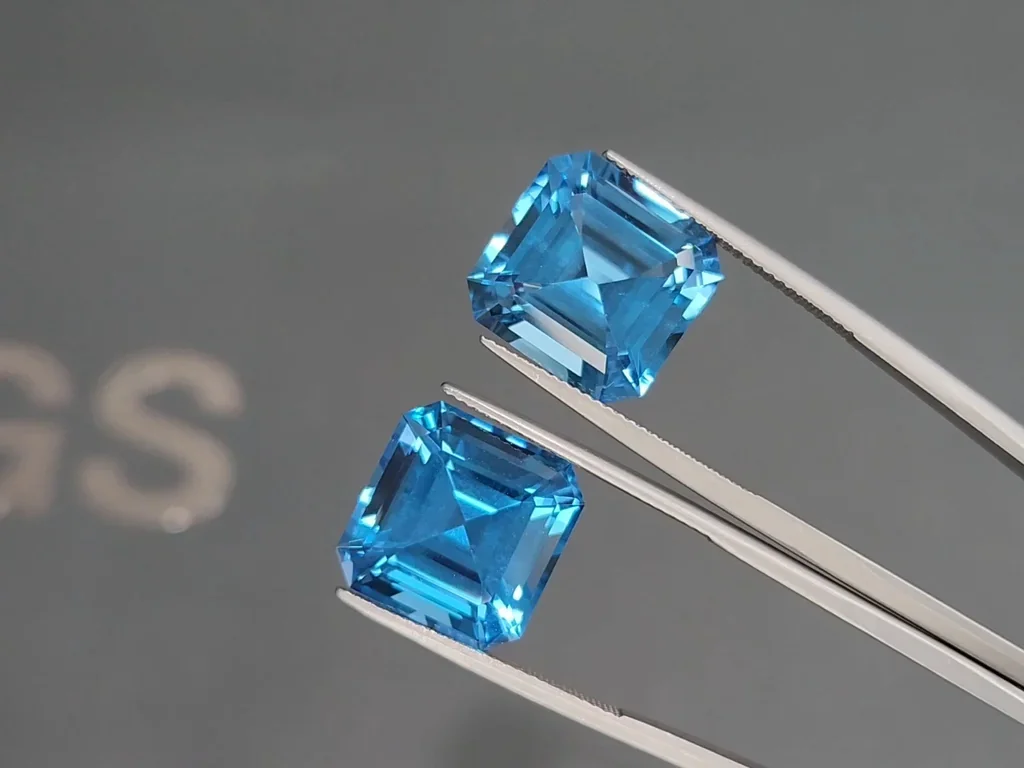 Pair of topaz Swiss Blue octagon cut 30.31 carats, Brazil Image №3