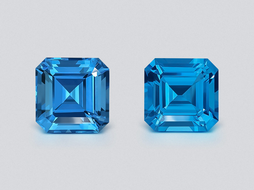 Pair of topaz Swiss Blue octagon cut 30.31 carats, Brazil Image №1