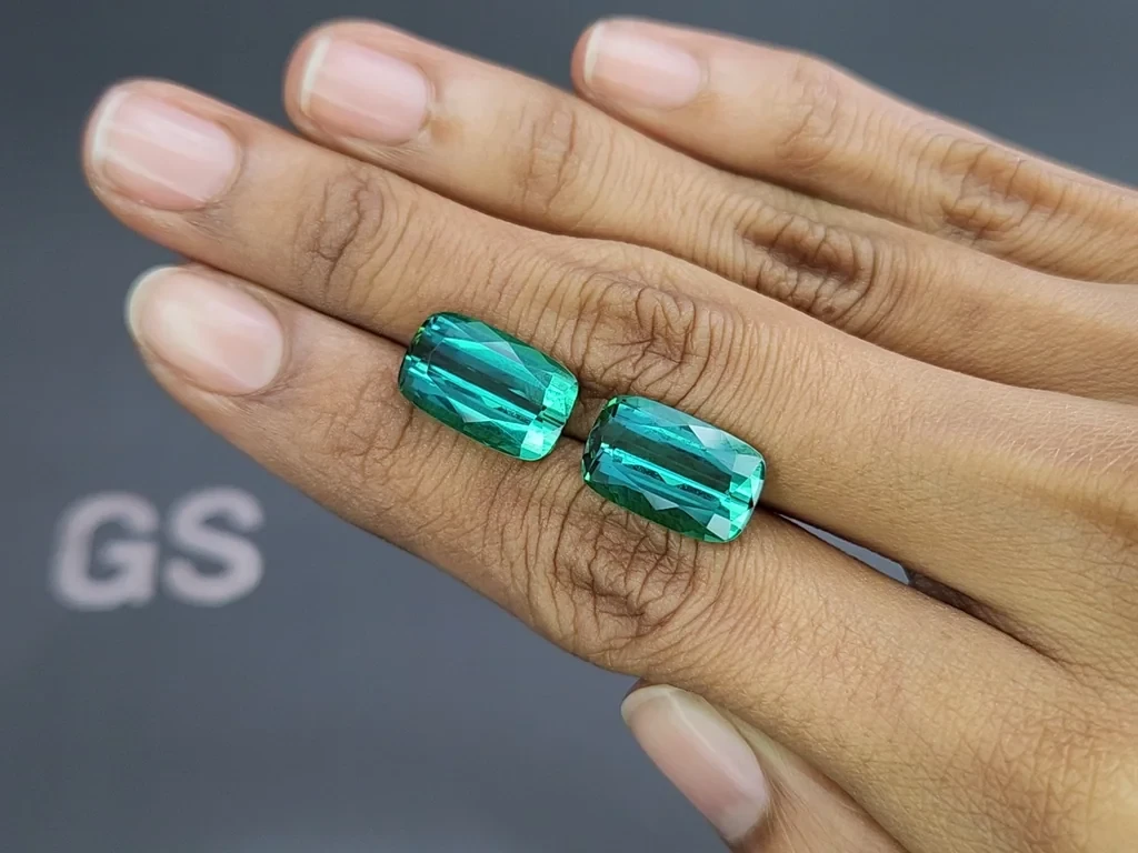 Pair of tourmalines Lagoon cushion cut 17.51 carats, Africa Image №2