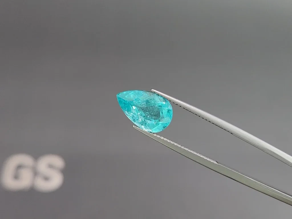 Neon Paraiba tourmaline greenish blue pear cut 3.58 carats, Mozambique Image №3