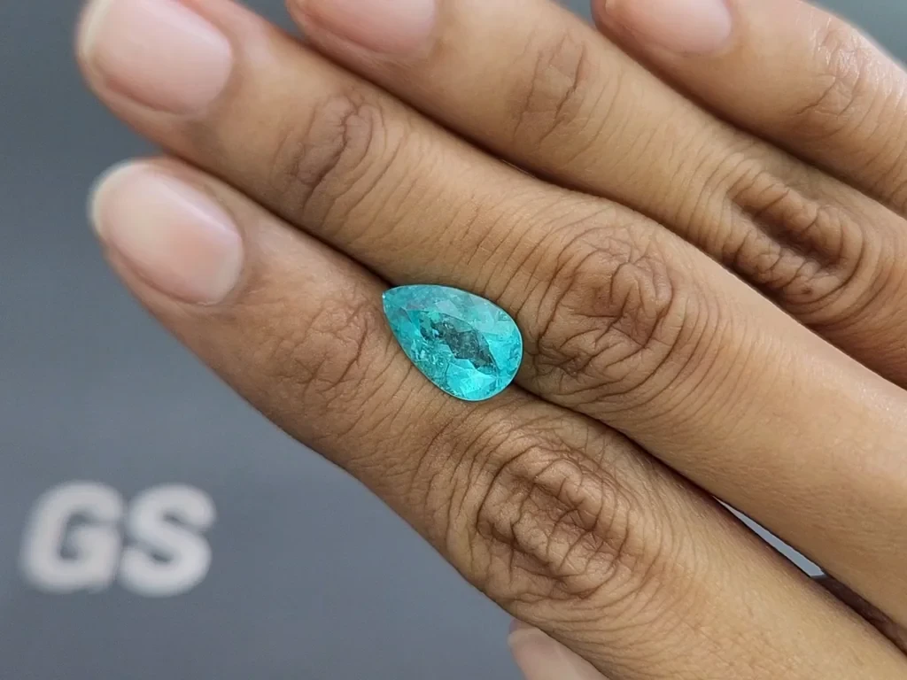 Neon Paraiba tourmaline greenish blue pear cut 3.58 carats, Mozambique Image №2