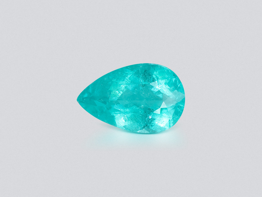 Neon Paraiba tourmaline greenish blue pear cut 3.58 carats, Mozambique Image №1