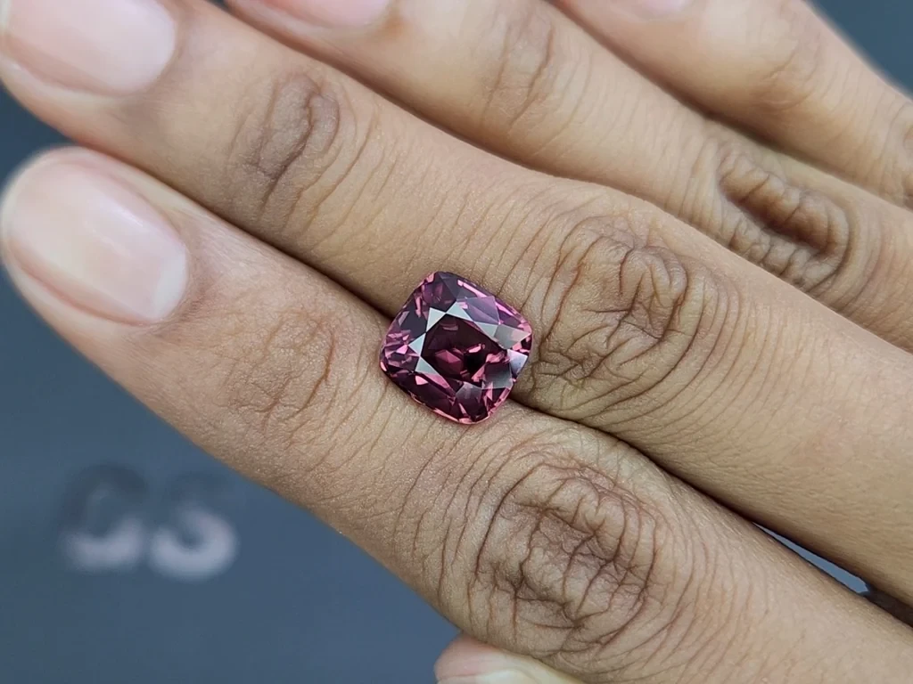 Purple zircon cushion cut 6.81 carats, Tanzania Image №2