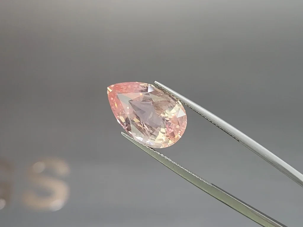 Unheated sapphire Padparadscha pear shape 11.62 carats, Sri Lanka Image №3