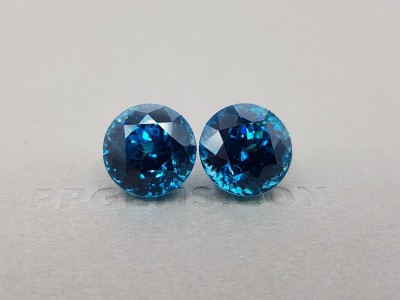 Pair of large vivid blue zircons 30.55 ct, Cambodia photo