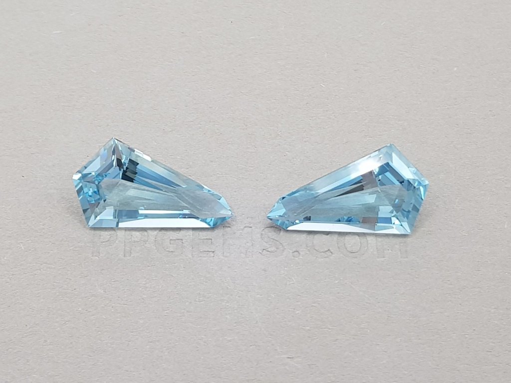 Pair of kite cut aquamarines 15.15 ct, Zambia, GFCO Image №1