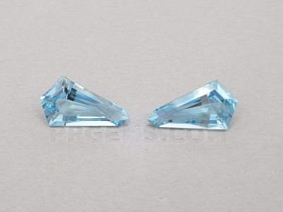 Pair of kite cut aquamarines 15.15 ct, Zambia, GFCO photo