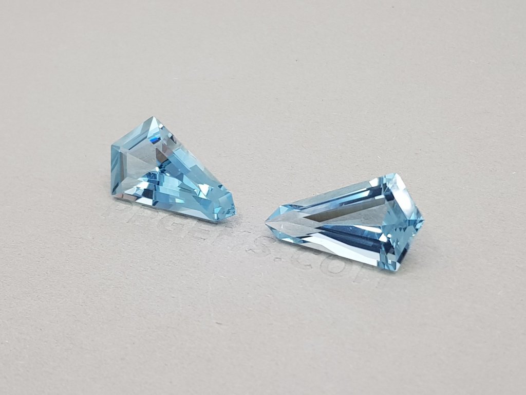 Pair of kite cut aquamarines 15.15 ct, Zambia, GFCO Image №2