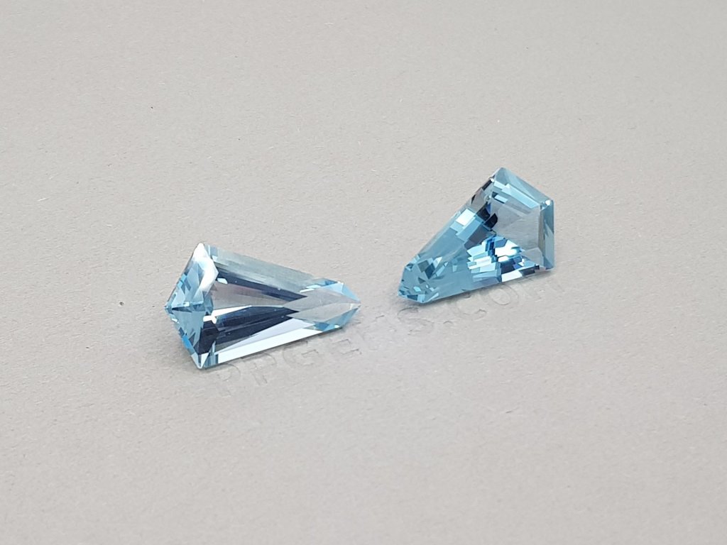 Pair of kite cut aquamarines 15.15 ct, Zambia, GFCO Image №3