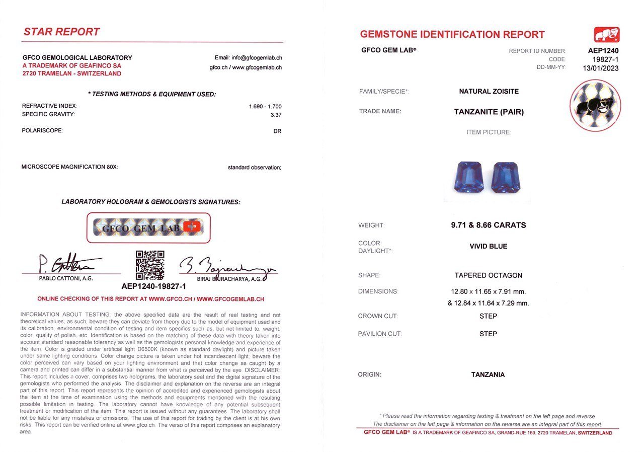 Pair of deep blue tanzanites in a uniqe cut 18.37 ct Image №4