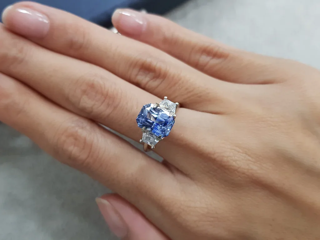 Blue unheated sapphire 3.08 ct octagon cut, Sri Lanka Image №3