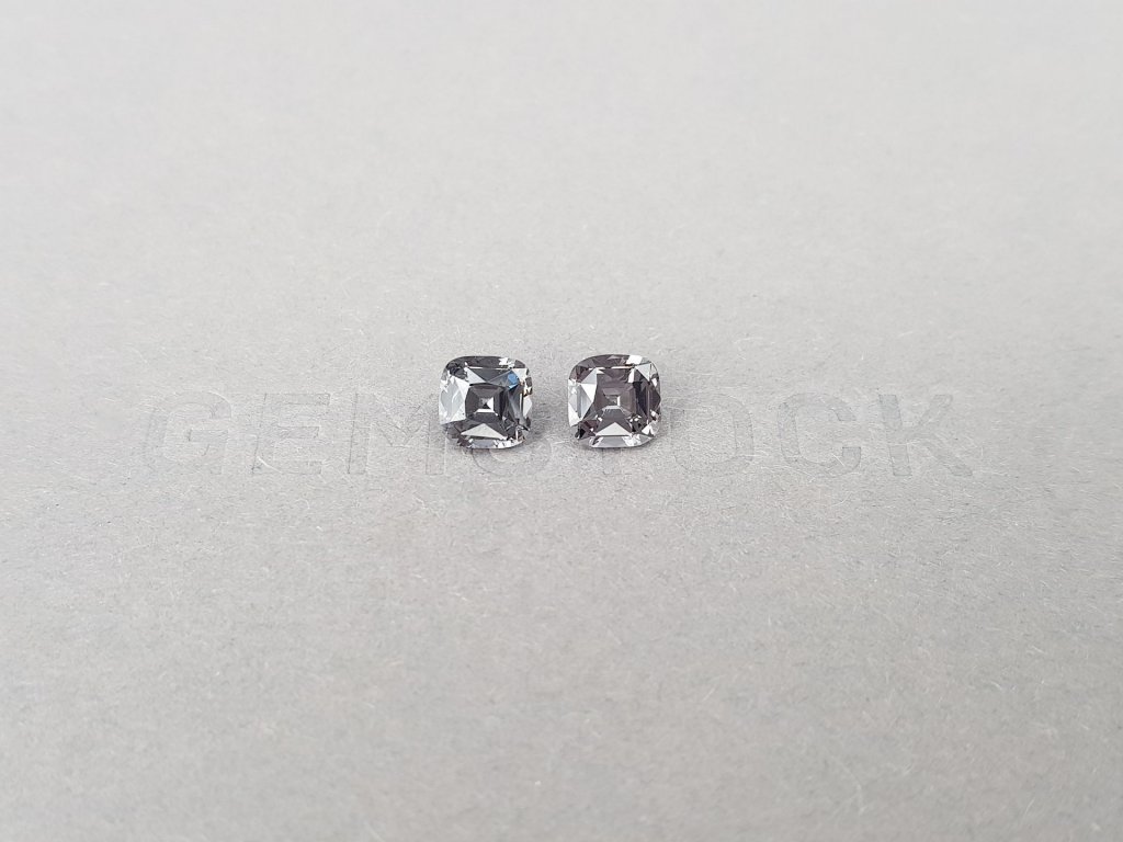 Pair of cushion-cut steel spinels 1.97 ct, Burma Image №1