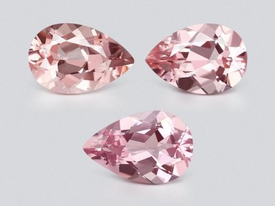 Set of pink morganites in pear cut 5.21 carats  photo