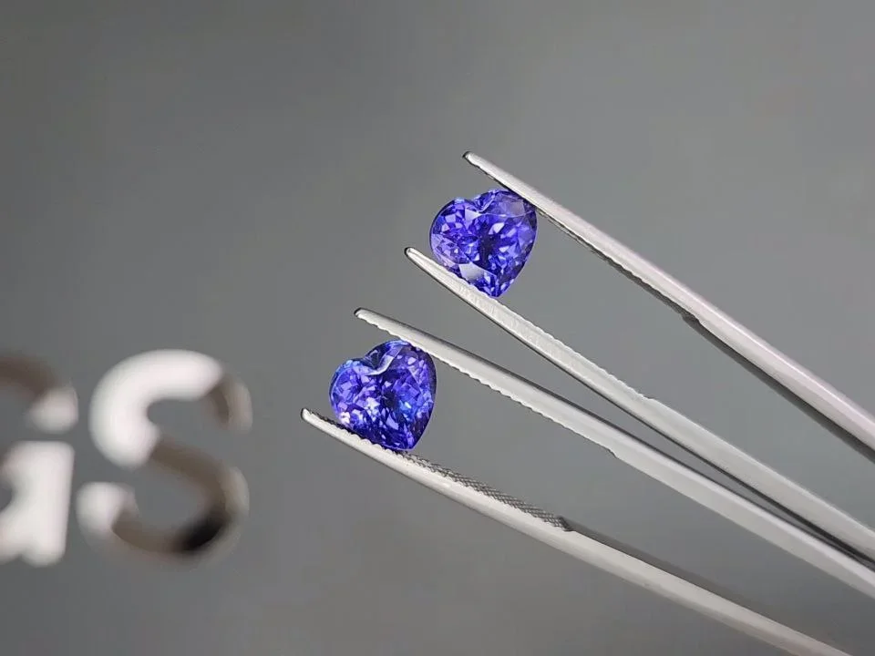 Pair of tanzanites in heart shape 4.47carats, Tanzania  Image №3