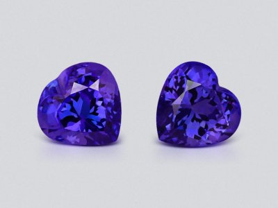 Pair of tanzanites in heart shape 4.47carats, Tanzania  photo
