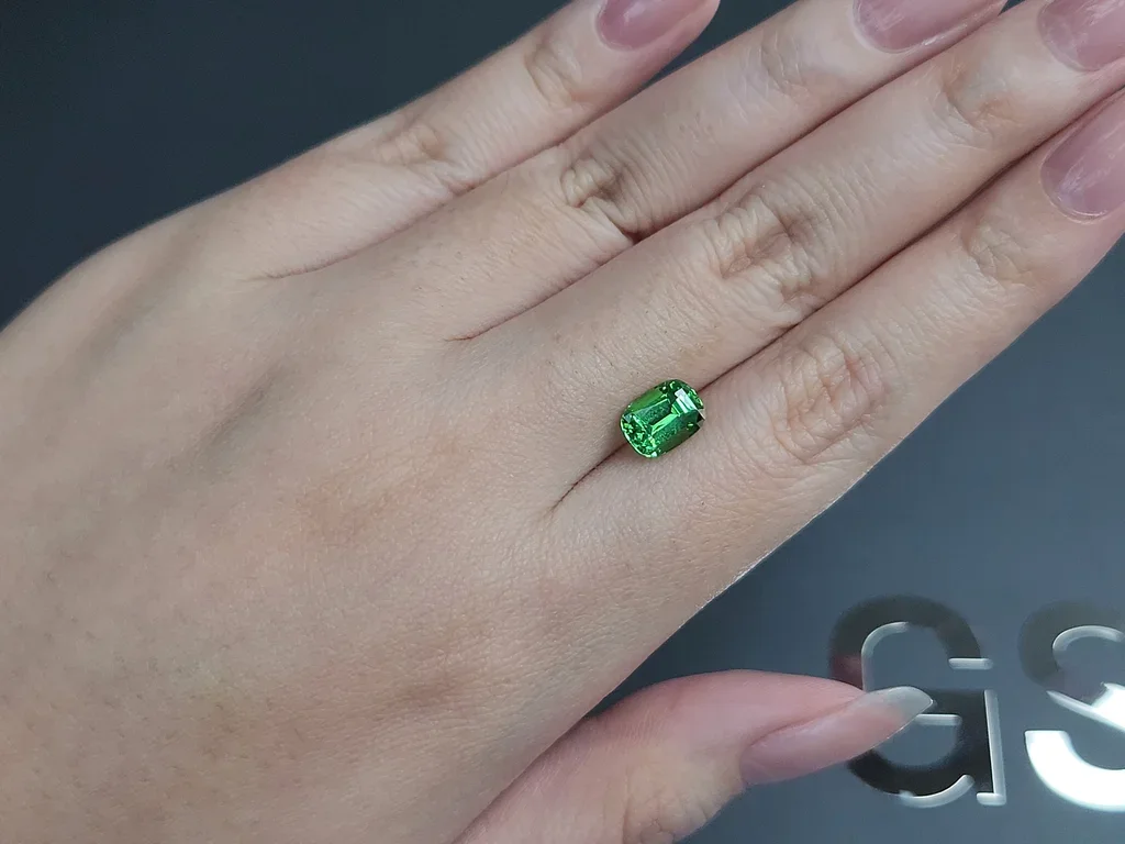 Intense Green tsavorite garnet in cushion cut 1.95 carats, Tanzania Image №2