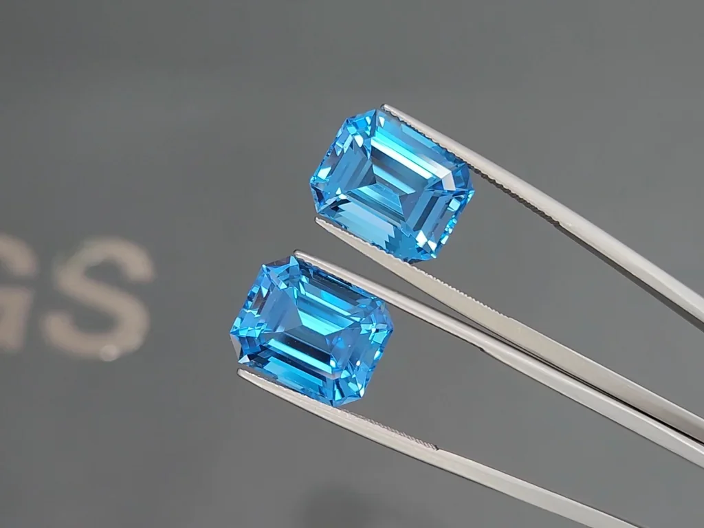 Pair of topaz  Swiss Blue octagon cut 24.82 carats, Brazil Image №3