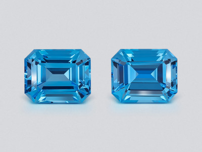 Pair of topaz  Swiss Blue octagon cut 24.82 carats, Brazil photo